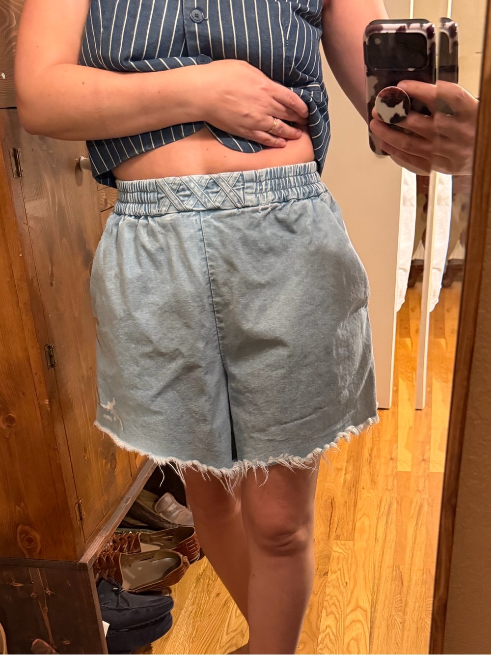 Rachel Comey Ravis Light Blue Frayed Hem Denim Shorts
